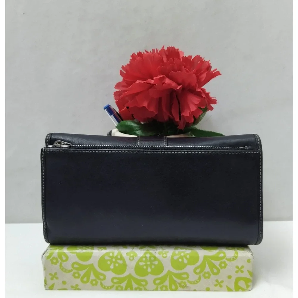 Coach Black Leather Credit Card ID Window Trifold Wallet